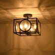 Load image into Gallery viewer, Farmhouze Light - Industrial Candle Style Black Square Cage Semi Flush Light - Ceiling Light - 11.8 in -