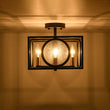 Load image into Gallery viewer, Farmhouze Light - Industrial Candle Style Black Square Cage Semi Flush Light - Ceiling Light - 11.8 in -