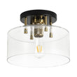 Load image into Gallery viewer, Farmhouze Light - Industrial Round Clear Glass Drum Semi Flush Ceiling Light - Ceiling Light - Black + Brass -