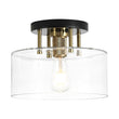 Load image into Gallery viewer, Farmhouze Light - Industrial Round Clear Glass Drum Semi Flush Ceiling Light - Ceiling Light - Black + Brass -