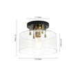 Load image into Gallery viewer, Farmhouze Light - Industrial Round Clear Glass Drum Semi Flush Ceiling Light - Ceiling Light - Black + Brass -