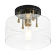 Load image into Gallery viewer, Farmhouze Light - Industrial Round Clear Glass Drum Semi Flush Ceiling Light - Ceiling Light - Black + Brass -