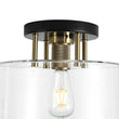 Load image into Gallery viewer, Farmhouze Light - Industrial Round Clear Glass Drum Semi Flush Ceiling Light - Ceiling Light - Black + Brass -