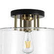 Load image into Gallery viewer, Farmhouze Light - Industrial Round Clear Glass Drum Semi Flush Ceiling Light - Ceiling Light - Black + Brass -