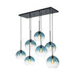 Load image into Gallery viewer, Farmhouze Light - Lake House Gradient Blue Glass Bubble Linear Island Chandelier - Chandelier - Blue -
