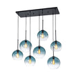 Load image into Gallery viewer, Farmhouze Light - Lake House Gradient Blue Glass Bubble Linear Island Chandelier - Chandelier - Blue -