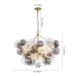 Load image into Gallery viewer, Farmhouze Light - Luxe Cluster Swirled Grey Glass Globe Bubble Chandelier - Chandelier - Brass -