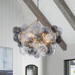 Load image into Gallery viewer, Farmhouze Light - Luxe Cluster Swirled Grey Glass Globe Bubble Chandelier - Chandelier - Brass -
