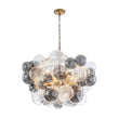 Load image into Gallery viewer, Farmhouze Light - Luxe Cluster Swirled Grey Glass Globe Bubble Chandelier - Chandelier - Brass -