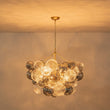 Load image into Gallery viewer, Farmhouze Light - Luxe Cluster Swirled Grey Glass Globe Bubble Chandelier - Chandelier - Brass -