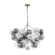 Load image into Gallery viewer, Farmhouze Light - Luxe Cluster Swirled Grey Glass Globe Bubble Chandelier - Chandelier - Brass -