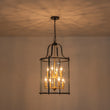 Load image into Gallery viewer, Farmhouze Light - Manor Black Candle Style Cylinder Lantern Pendant Chandelier - Chandelier - Black+Brass/6 - Light -