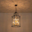 Load image into Gallery viewer, Farmhouze Light - Manor Black Candle Style Cylinder Lantern Pendant Chandelier - Chandelier - Black+Brass/6 - Light -
