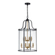 Load image into Gallery viewer, Farmhouze Light - Manor Black Candle Style Cylinder Lantern Pendant Chandelier - Chandelier - Black+Brass/6 - Light -
