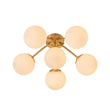 Load image into Gallery viewer, Farmhouze Light - Mid - Century 11 - Light Opal Glass Globe Sunburst Semi Flush - Chandelier - 16 - Light -
