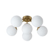 Load image into Gallery viewer, Farmhouze Light - Mid - Century 11 - Light Opal Glass Globe Sunburst Semi Flush - Chandelier - 16 - Light -