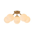 Load image into Gallery viewer, Farmhouze Light - Mid - Century 11 - Light Opal Glass Globe Sunburst Semi Flush - Chandelier - 16 - Light -