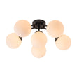 Load image into Gallery viewer, Farmhouze Light - Mid - Century 11 - Light Opal Glass Globe Sunburst Semi Flush - Chandelier - Black/11 - Light (Back Order) -