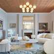 Load image into Gallery viewer, Farmhouze Light - Mid - Century 11 - Light Opal Glass Globe Sunburst Semi Flush - Chandelier - Brass -