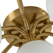 Load image into Gallery viewer, Farmhouze Light - Mid - Century 11 - Light Opal Glass Globe Sunburst Semi Flush - Chandelier - Brass -