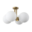 Load image into Gallery viewer, Farmhouze Light - Mid Century 4 - Light Frosted Glass Globe Semi Flush Mount - Ceiling Light - 4 Bulbs -