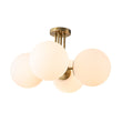 Load image into Gallery viewer, Farmhouze Light - Mid Century 4 - Light Frosted Glass Globe Semi Flush Mount - Ceiling Light - 4 Bulbs -