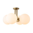 Load image into Gallery viewer, Farmhouze Light - Mid Century 4 - Light Frosted Glass Globe Semi Flush Mount - Ceiling Light - 4 Bulbs -