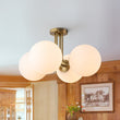 Load image into Gallery viewer, Farmhouze Light - Mid Century 4 - Light Frosted Glass Globe Semi Flush Mount - Ceiling Light - 4 Bulbs -