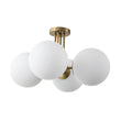 Load image into Gallery viewer, Farmhouze Light - Mid Century 4 - Light Frosted Glass Globe Semi Flush Mount - Ceiling Light - 4 Bulbs -