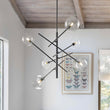 Load image into Gallery viewer, Farmhouze Light - Mid - Century 6 - Light Clear Glass Bubble Sputnik Chandelier - Chandelier - Black -