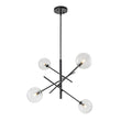 Load image into Gallery viewer, Farmhouze Light - Mid - Century 6 - Light Clear Glass Bubble Sputnik Chandelier - Chandelier - Black/4 - Light -