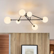 Load image into Gallery viewer, Farmhouze Light - Mid - Century 6 - Light Milky Bubble Abstract Sputnik Ceiling Light - Ceiling Light - Black -
