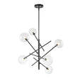 Load image into Gallery viewer, Farmhouze Light - Mid - Century 8 - Light Clear Glass Bubble Sputnik Chandelier - Chandelier - Black -