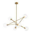 Load image into Gallery viewer, Farmhouze Light - Mid - Century Brass 6 - Light Glass Globe Sputnik Chandelier - Chandelier - Brass -