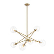 Load image into Gallery viewer, Farmhouze Light - Mid - Century Brass 6 - Light Glass Globe Sputnik Chandelier - Chandelier - Brass -