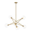 Load image into Gallery viewer, Farmhouze Light - Mid - Century Brass 6 - Light Glass Globe Sputnik Chandelier - Chandelier - Brass -