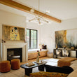 Load image into Gallery viewer, Farmhouze Light - Mid - Century Brass 6 - Light Glass Globe Sputnik Chandelier - Chandelier - Brass -