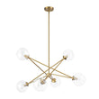 Load image into Gallery viewer, Farmhouze Light - Mid - Century Brass 6 - Light Glass Globe Sputnik Chandelier - Chandelier - Brass -