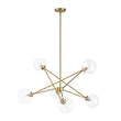 Load image into Gallery viewer, Farmhouze Light - Mid - Century Brass 6 - Light Glass Globe Sputnik Chandelier - Chandelier - Brass -