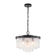 Load image into Gallery viewer, Farmhouze Light - Mid - Century Glam Tiered Water Textured Glass Chandelier - Chandelier - Brass -