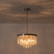 Load image into Gallery viewer, Farmhouze Light - Mid - Century Glam Tiered Water Textured Glass Chandelier - Chandelier - Nickel/6 - Light -