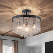 Load image into Gallery viewer, Farmhouze Light - Mid - Century Layered Textured Glass Round Ceiling Light - Chandelier - Black -
