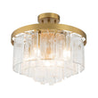 Load image into Gallery viewer, Farmhouze Light - Mid - Century Layered Textured Glass Round Ceiling Light - Chandelier - Brass -