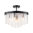 Load image into Gallery viewer, Farmhouze Light - Mid - Century Layered Textured Glass Round Ceiling Light - Chandelier - Brass -