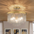 Load image into Gallery viewer, Farmhouze Light - Mid - Century Layered Textured Glass Round Ceiling Light - Chandelier - Brass -