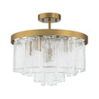 Load image into Gallery viewer, Farmhouze Light - Mid - Century Layered Textured Glass Round Ceiling Light - Chandelier - Brass -
