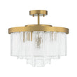 Load image into Gallery viewer, Farmhouze Light - Mid - Century Layered Textured Glass Round Ceiling Light - Chandelier - Brass -