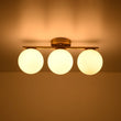 Load image into Gallery viewer, Farmhouze Light - Mid - Century Linear Milky White Glass Globe Ceiling Light - Ceiling Light - Brass -