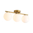 Load image into Gallery viewer, Farmhouze Light - Mid - Century Linear Milky White Glass Globe Ceiling Light - Ceiling Light - Brass -
