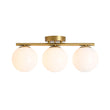 Load image into Gallery viewer, Farmhouze Light - Mid - Century Linear Milky White Glass Globe Ceiling Light - Ceiling Light - Brass -